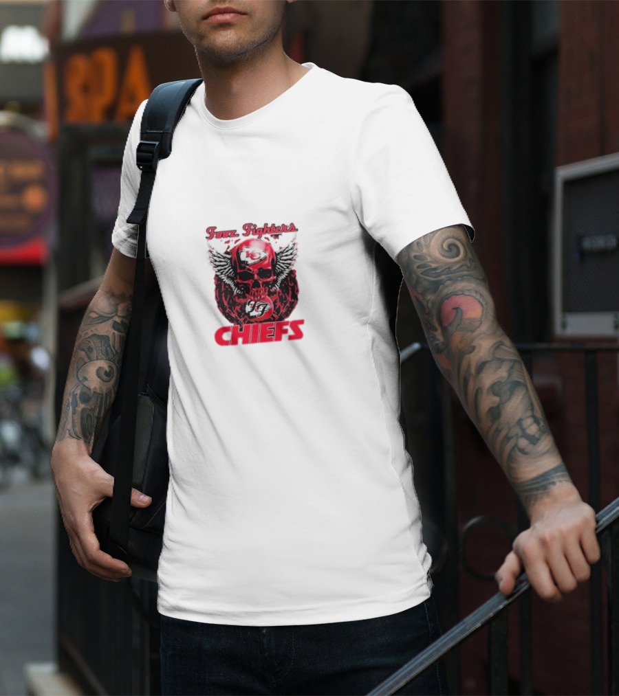 Fooz Fighters Kansas City Chiefs Skull Wings T-Shirt