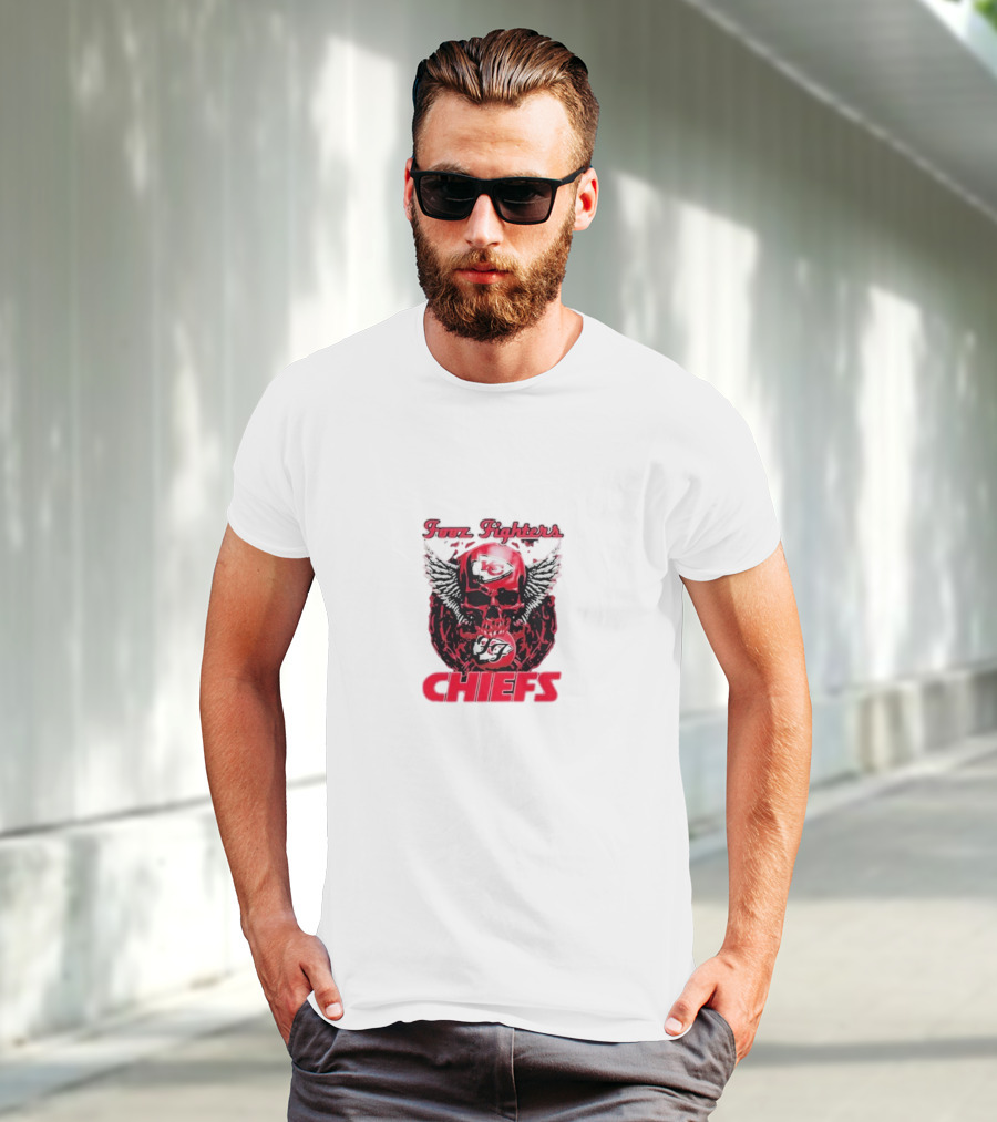 Fooz Fighters Kansas City Chiefs Skull Wings T-Shirt