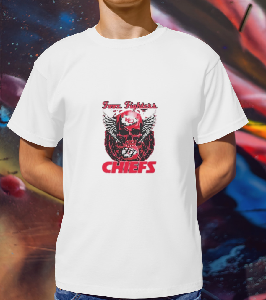 Fooz Fighters Kansas City Chiefs Skull Wings T-Shirt