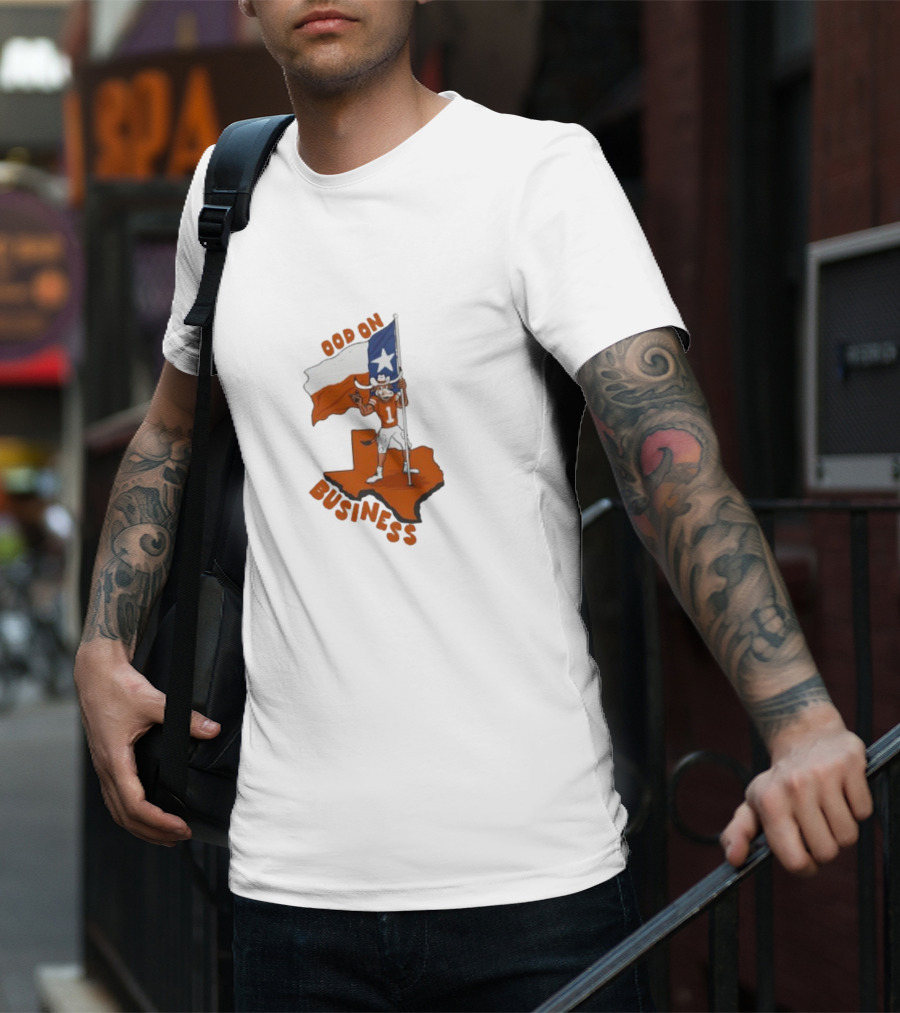 Texas Longhorn Stood On Business Texas Flag Football Player T-Shirt