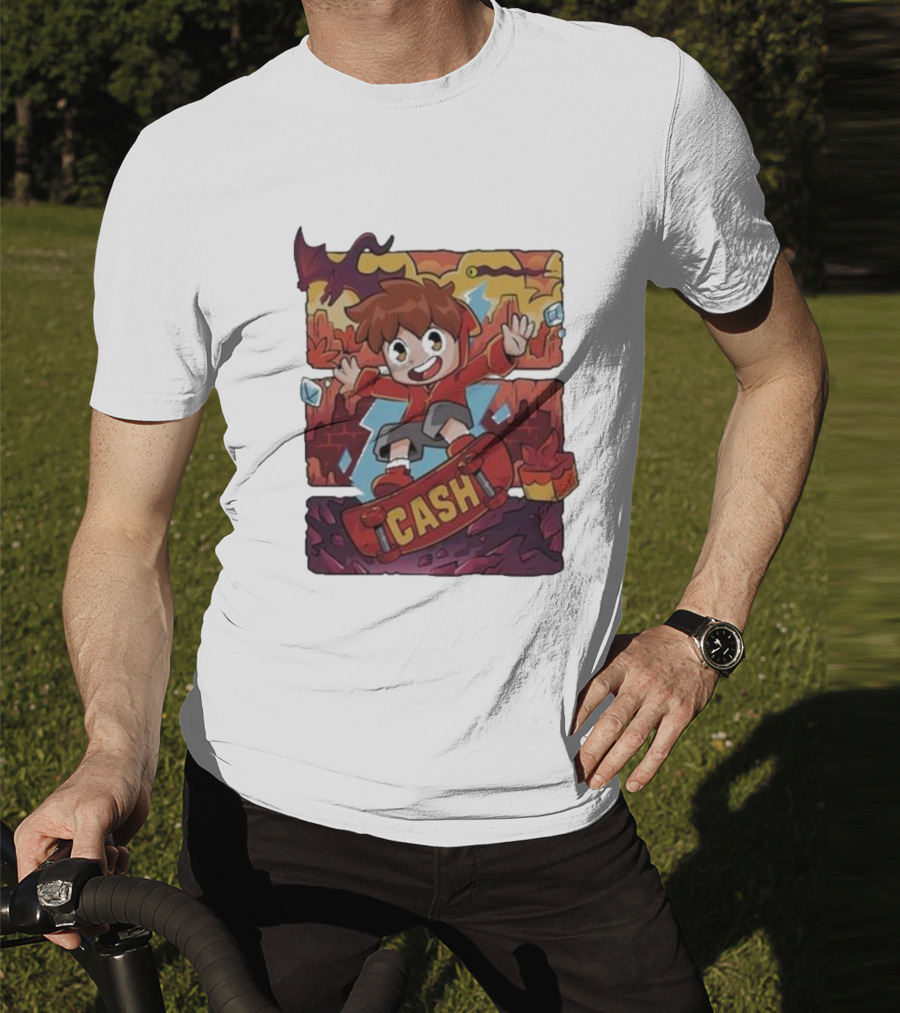 Cash Red Hot Skateboarder Adventure With Dragon And Gems T-Shirt