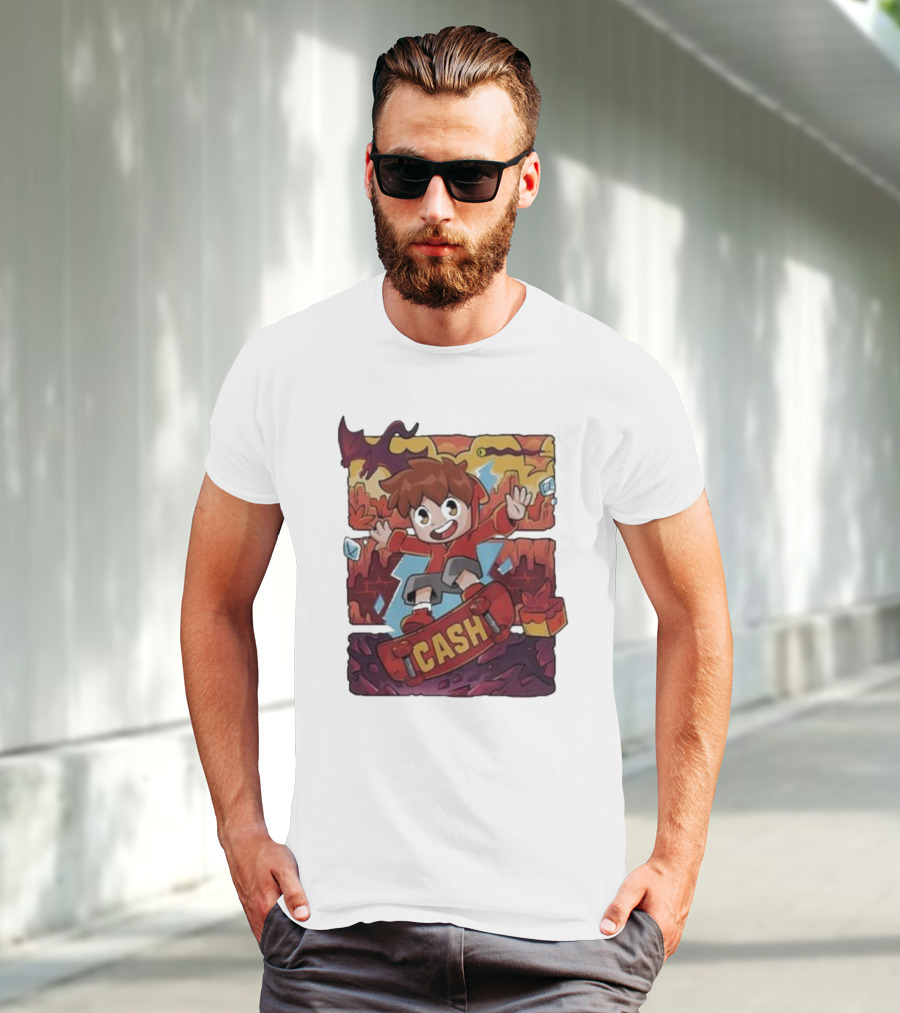Cash Red Hot Skateboarder Adventure With Dragon And Gems T-Shirt