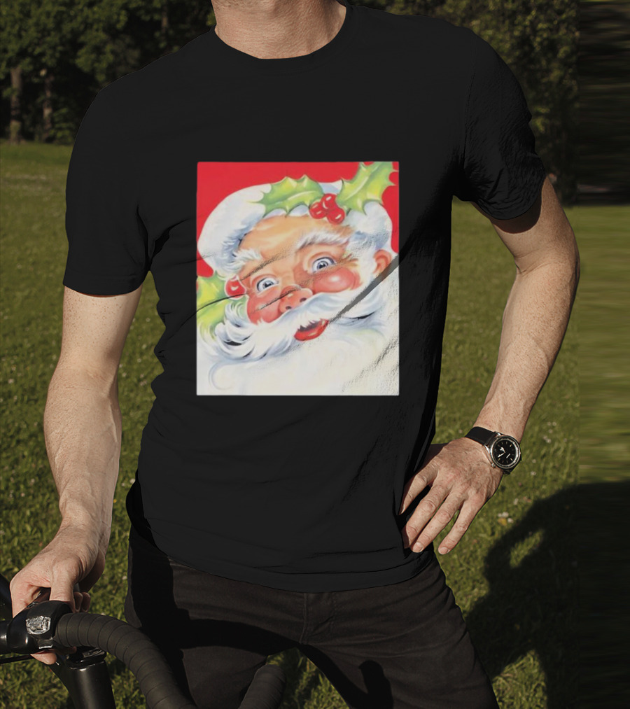 Christmas Jolly Santa Claus Holly Berries Festive Cheer T-Shirt