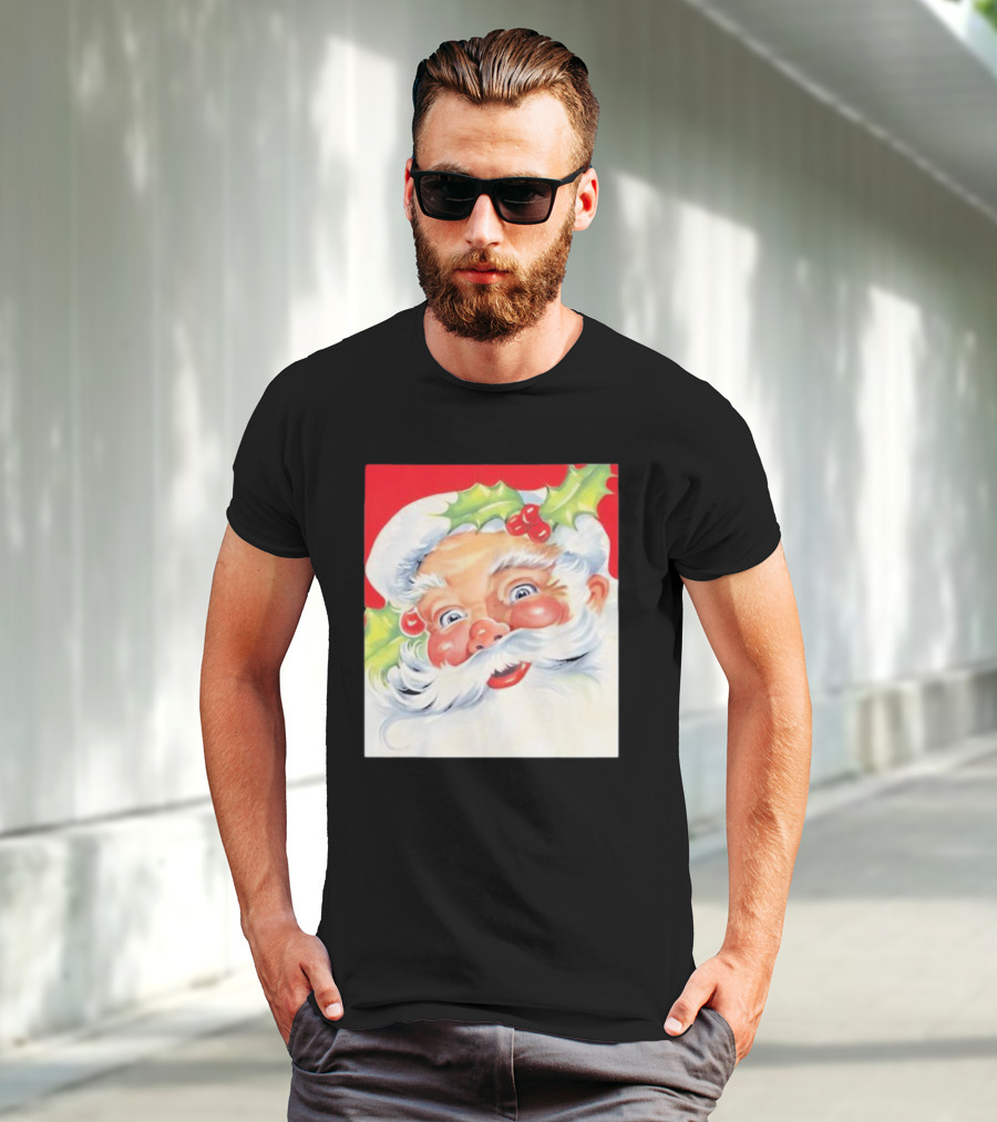 Christmas Jolly Santa Claus Holly Berries Festive Cheer T-Shirt