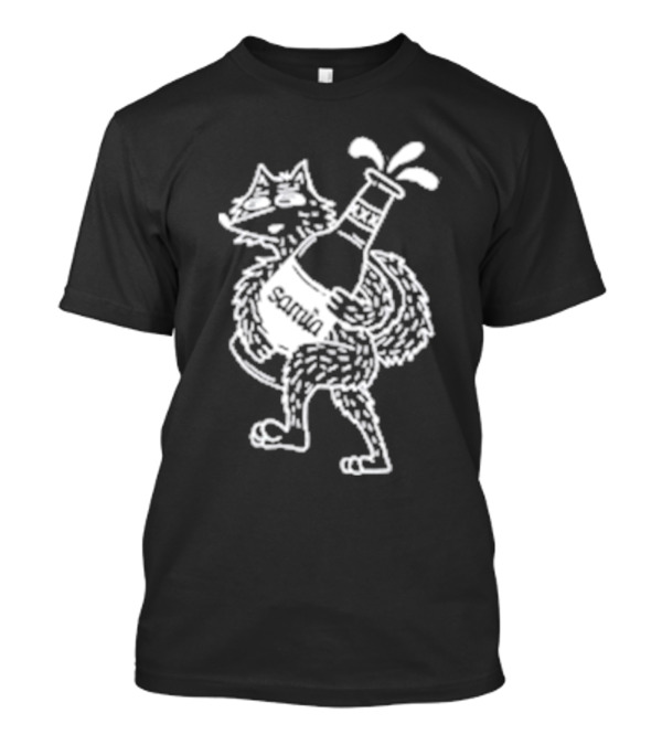 Drunk Wolf Sanmig Beer Bottle Character T-Shirt