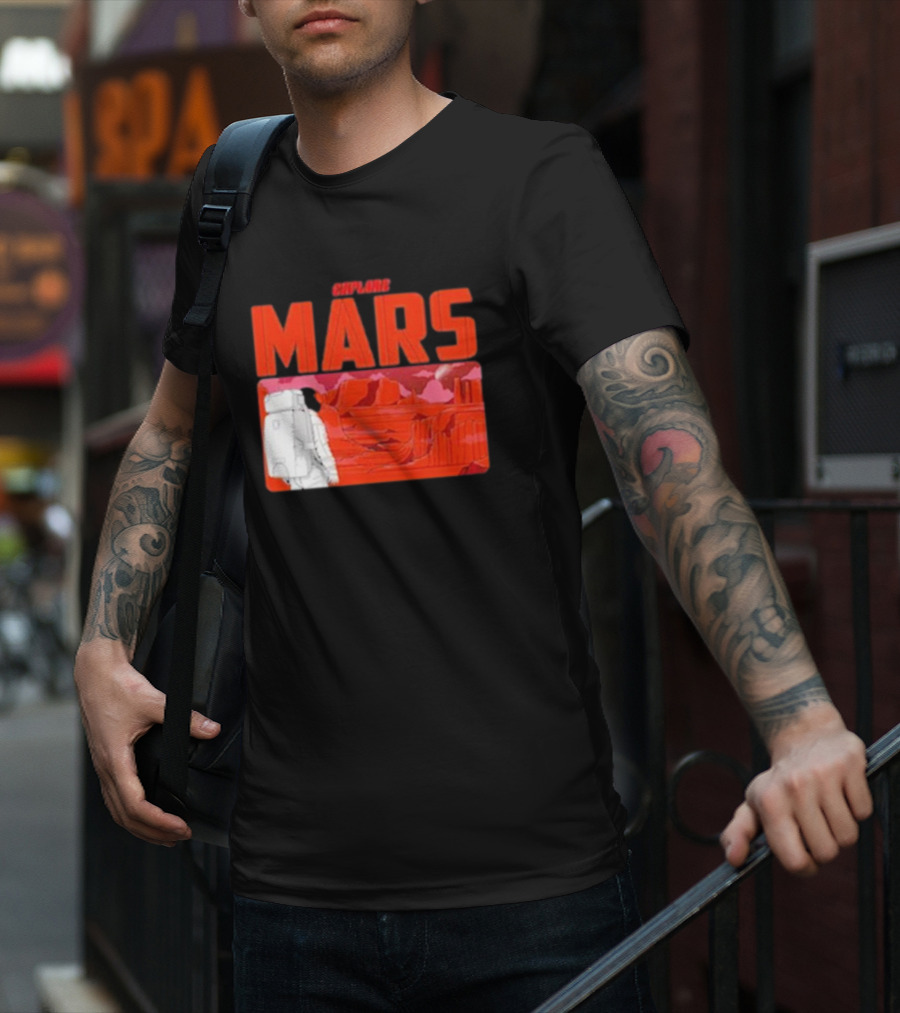 Explore Mars Astronaut Adventure Red Landscape T-Shirt