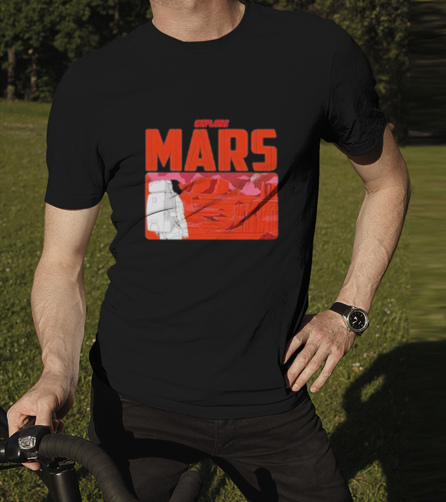 Explore Mars Astronaut Adventure Red Landscape T-Shirt