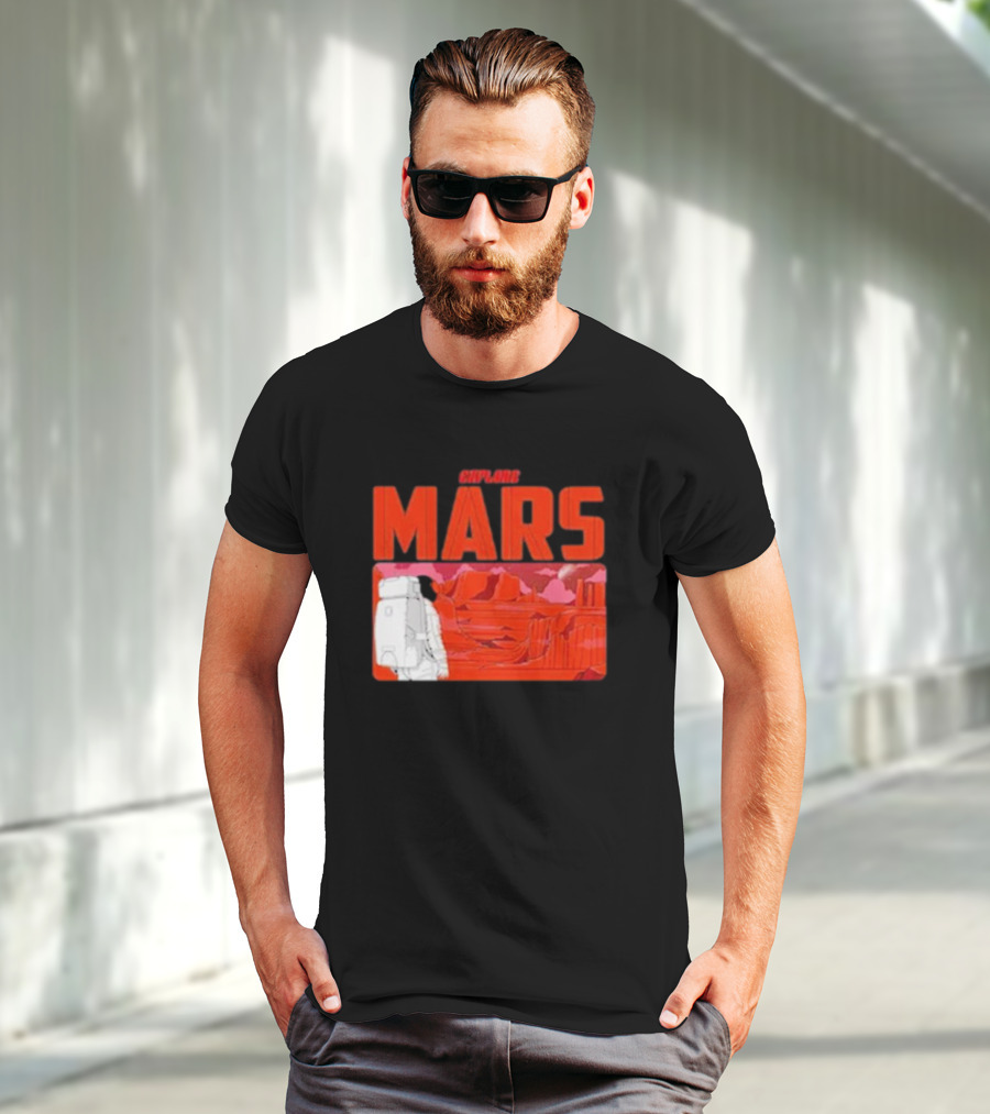 Explore Mars Astronaut Adventure Red Landscape T-Shirt