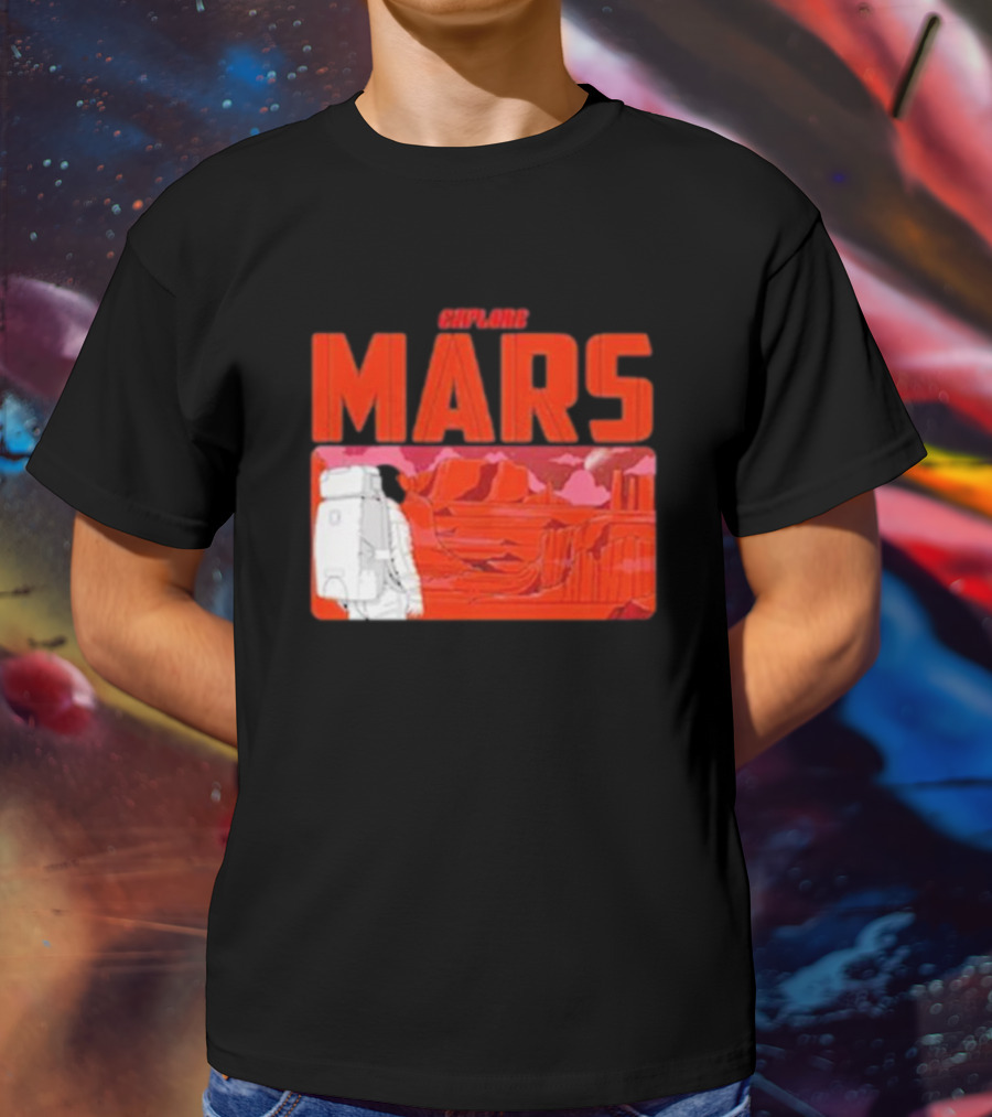 Explore Mars Astronaut Adventure Red Landscape T-Shirt