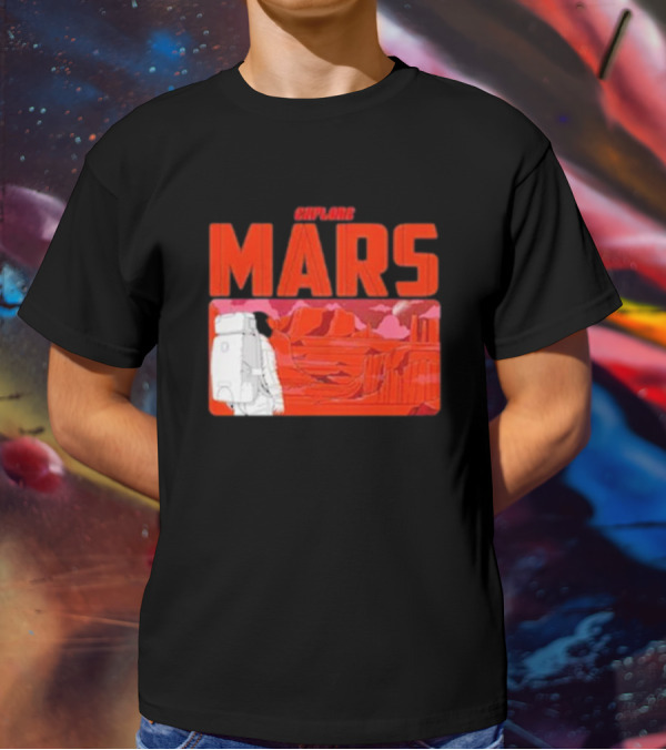 Explore Mars Astronaut Adventure Red Landscape T-Shirt