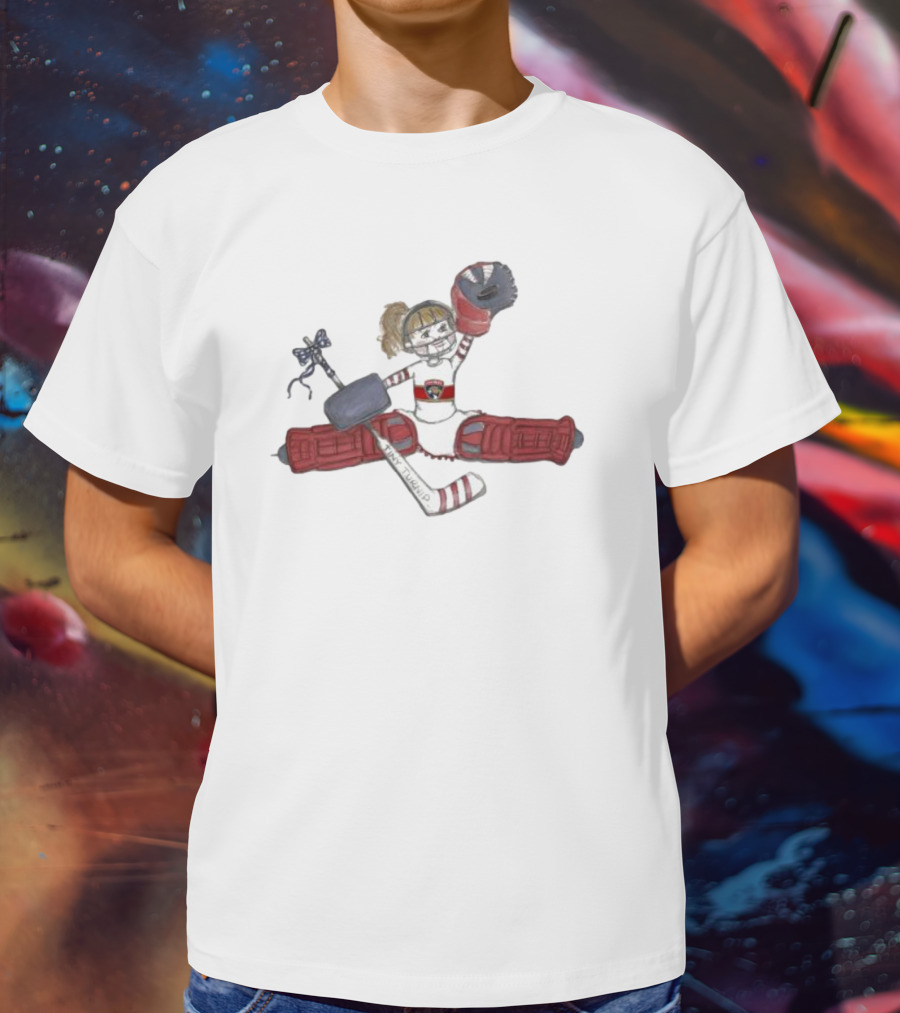 Florida Panthers Toddler Girls Goalielocks Hockey Goalie Character In Red Pads T-Shirt