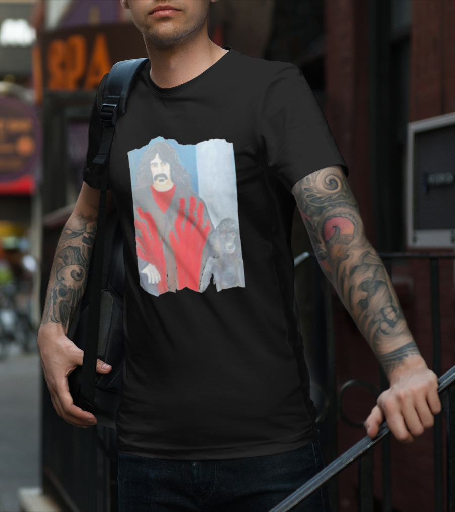 Jackey Neyman Jones Frank Zappa The Master Mashup With Red Hand Prints T-Shirt