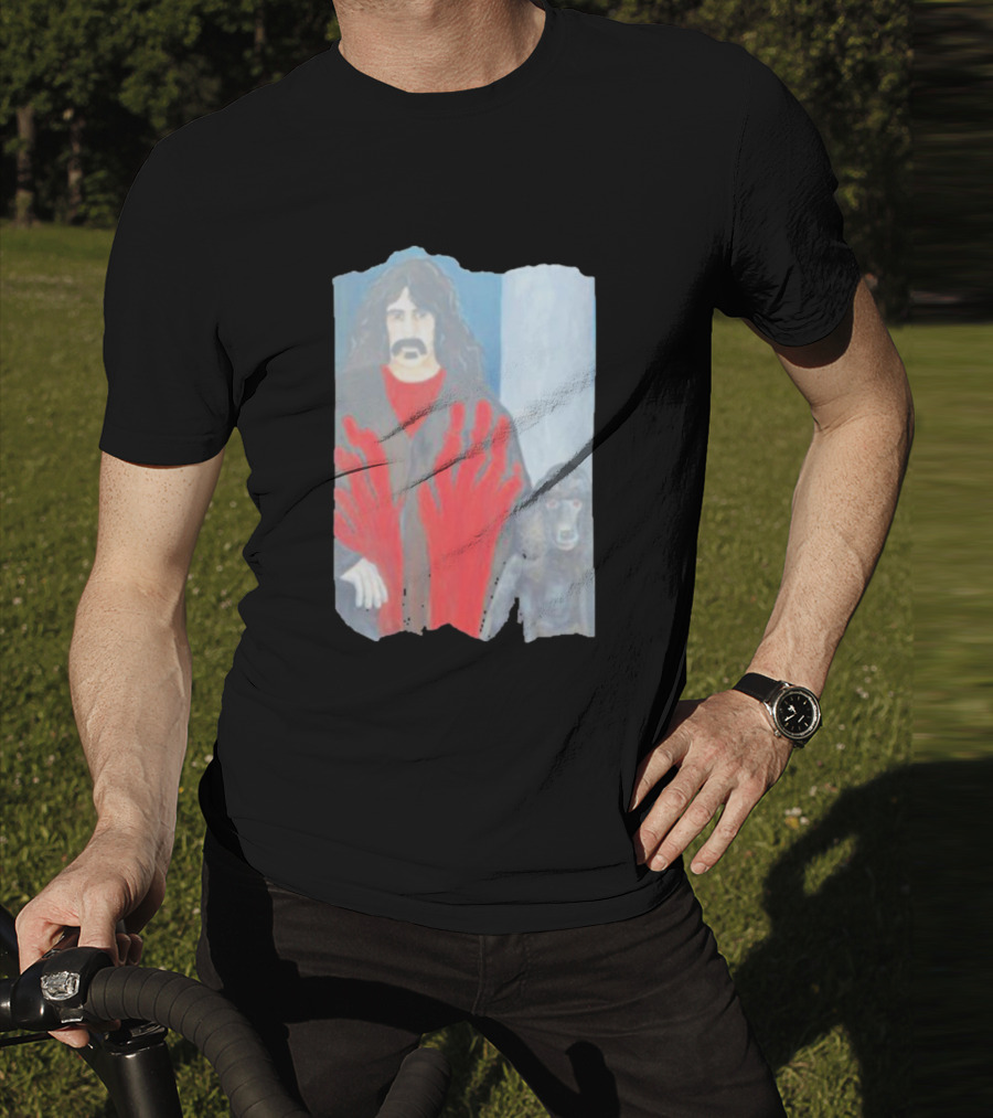 Jackey Neyman Jones Frank Zappa The Master Mashup With Red Hand Prints T-Shirt