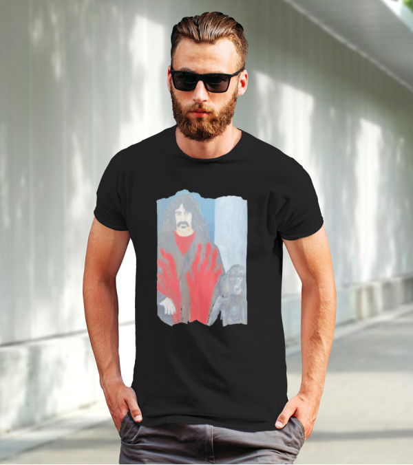 Jackey Neyman Jones Frank Zappa The Master Mashup With Red Hand Prints T-Shirt