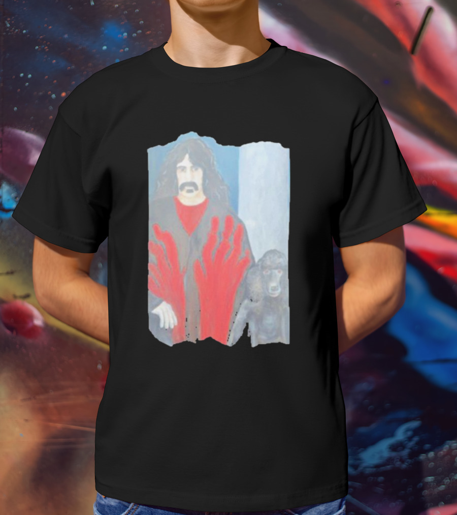 Jackey Neyman Jones Frank Zappa The Master Mashup With Red Hand Prints T-Shirt