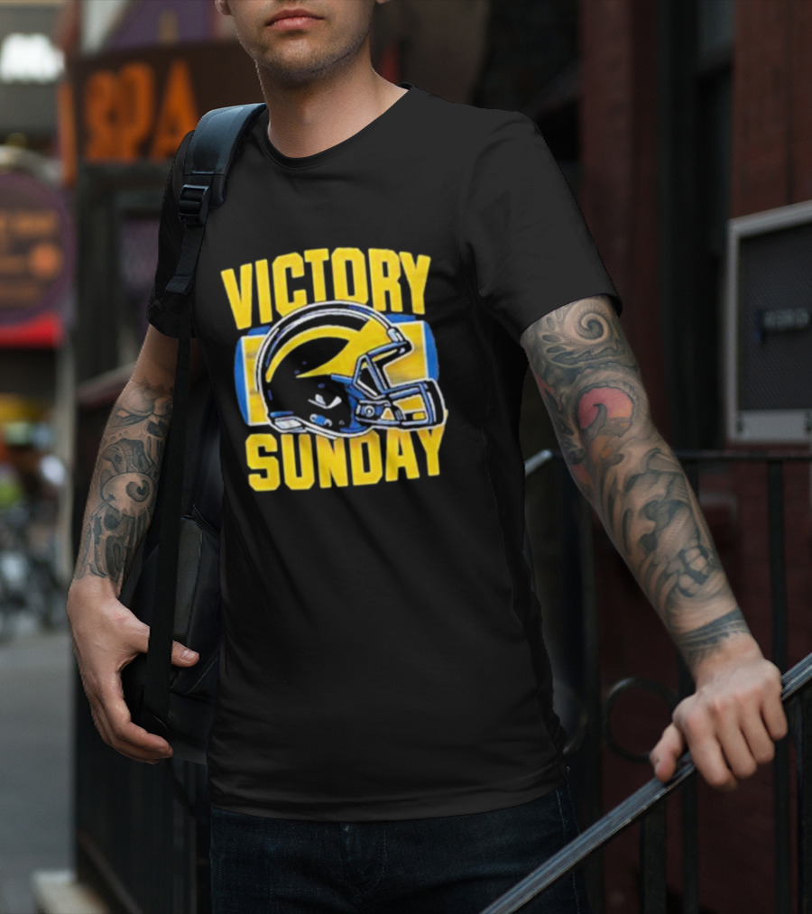 Victory Sunday Michigan Football Helmet T-Shirt