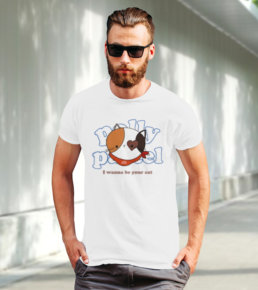 Polly Pastel I Wanna Be Your Cat With Heart-Eyed Kitten Wearing Bandana T-Shirt