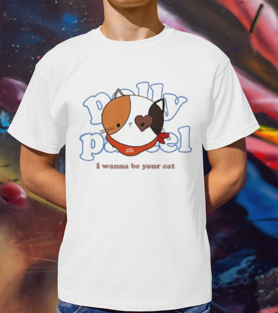 Polly Pastel I Wanna Be Your Cat With Heart-Eyed Kitten Wearing Bandana T-Shirt