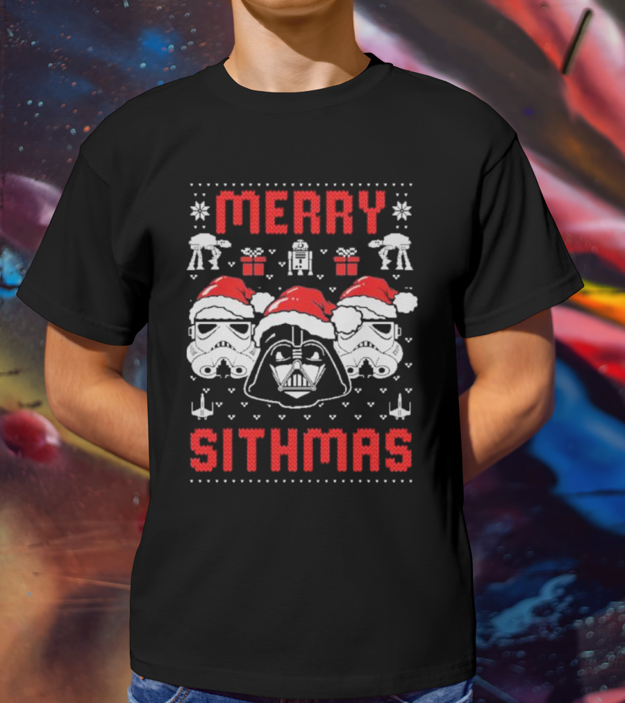 Merry Sithmas Star Wars Darth Vader Stormtrooper Santa Robot Holiday T-Shirt