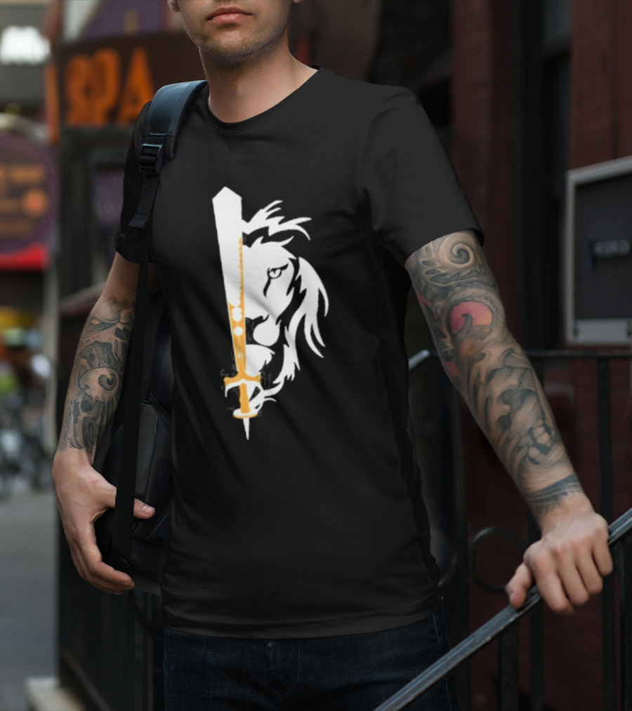 Real Sikh Lion And Sword Blackout Gold T-Shirt