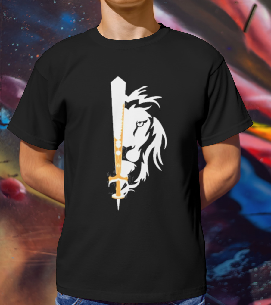 Real Sikh Lion And Sword Blackout Gold T-Shirt