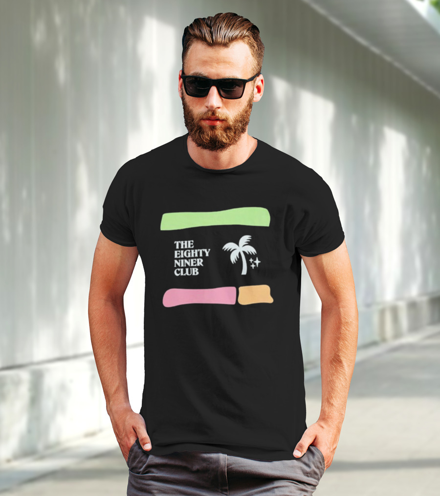 The Eighty Niner Club Palm Tree Stars Retro Stripes T-Shirt