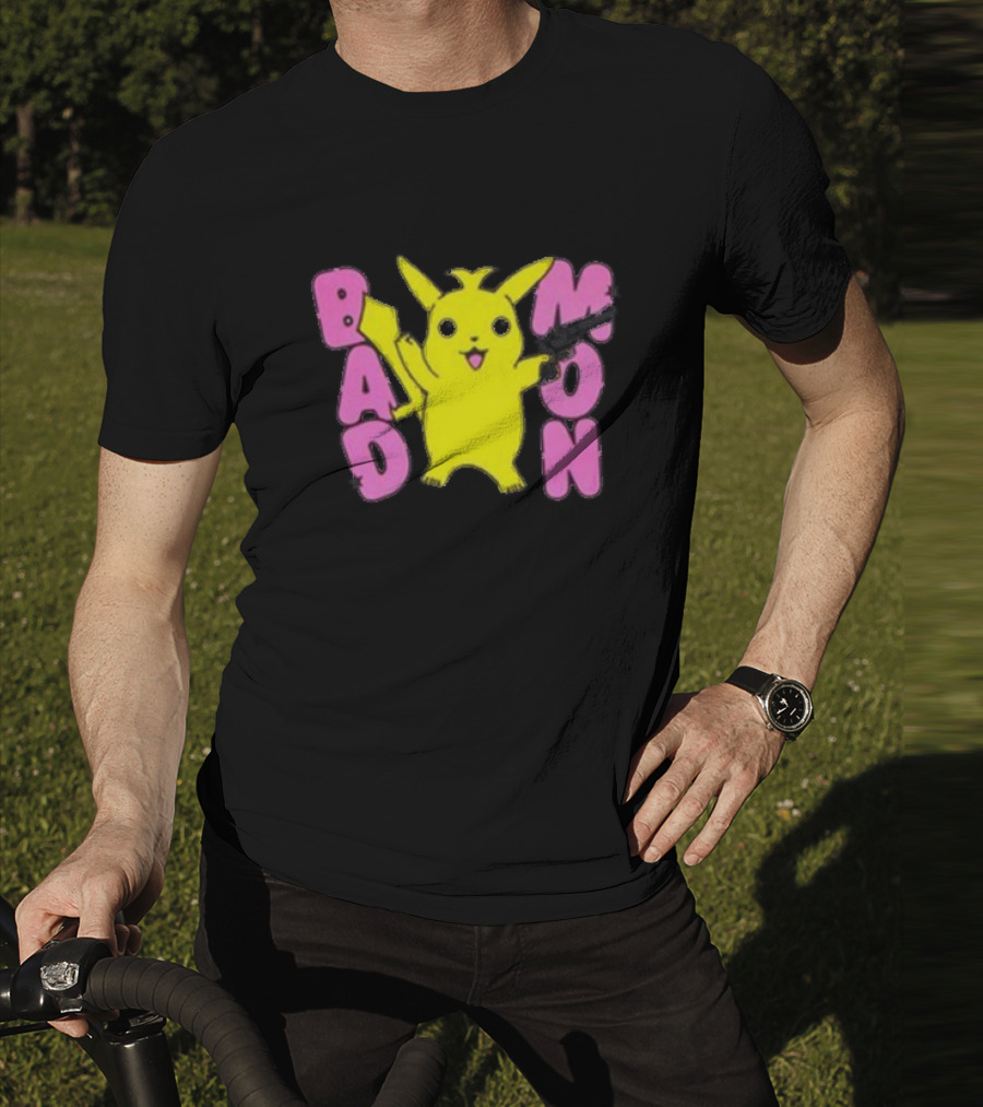 Bad Mon Pikachu With Pink Bold Letters T-Shirt