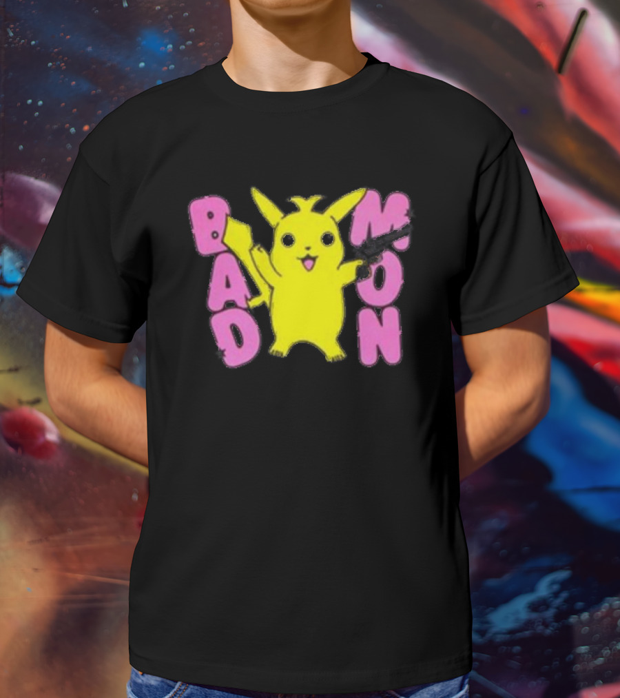 Bad Mon Pikachu With Pink Bold Letters T-Shirt