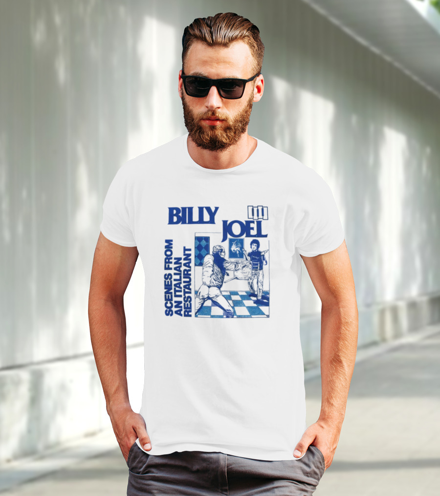 Billy Joel Scenes From An Italian Restaurant Italian Dining Chessboard Floor T-Shirt