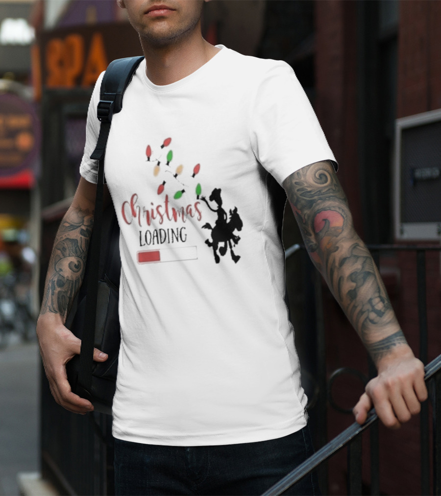 Christmas Loading Cowboy Silhouette With Festive Lights T-Shirt