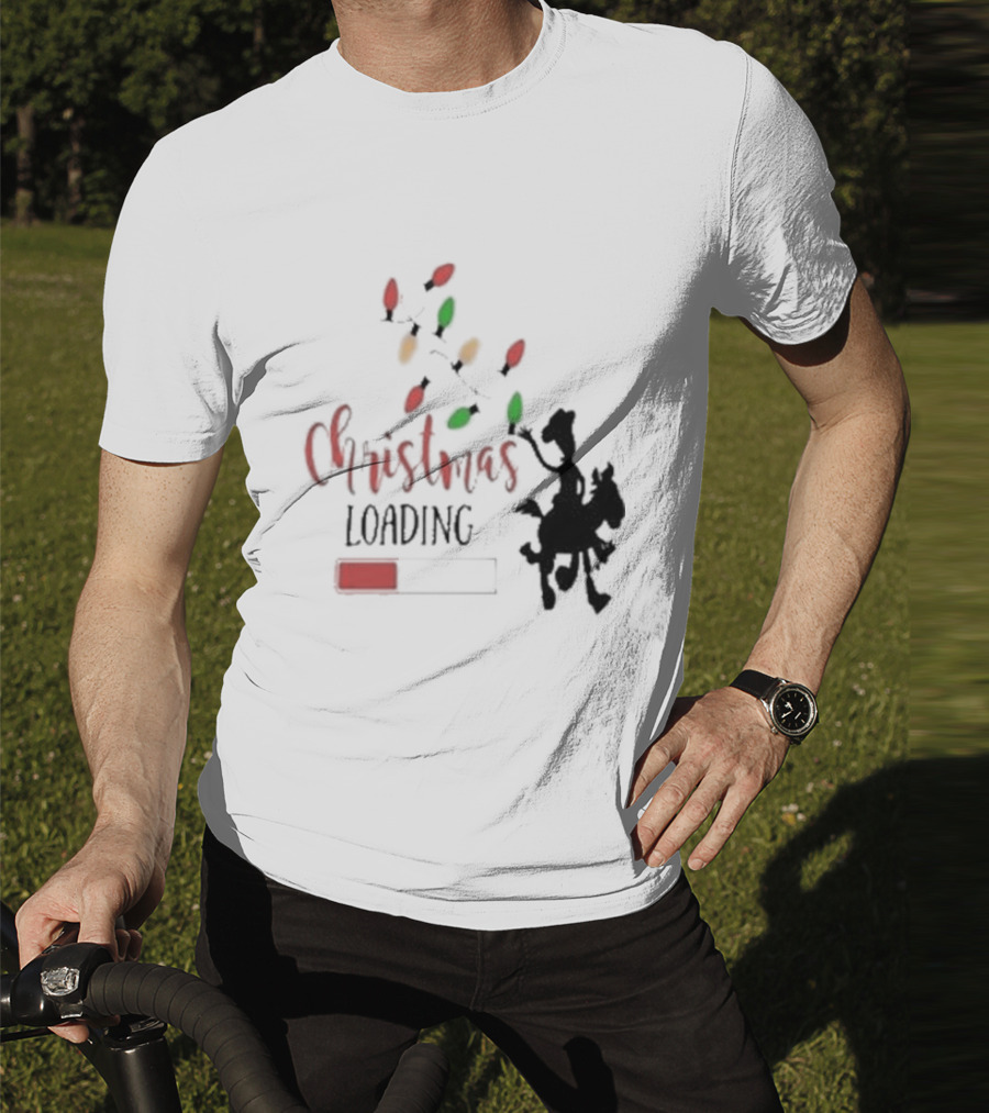 Christmas Loading Cowboy Silhouette With Festive Lights T-Shirt