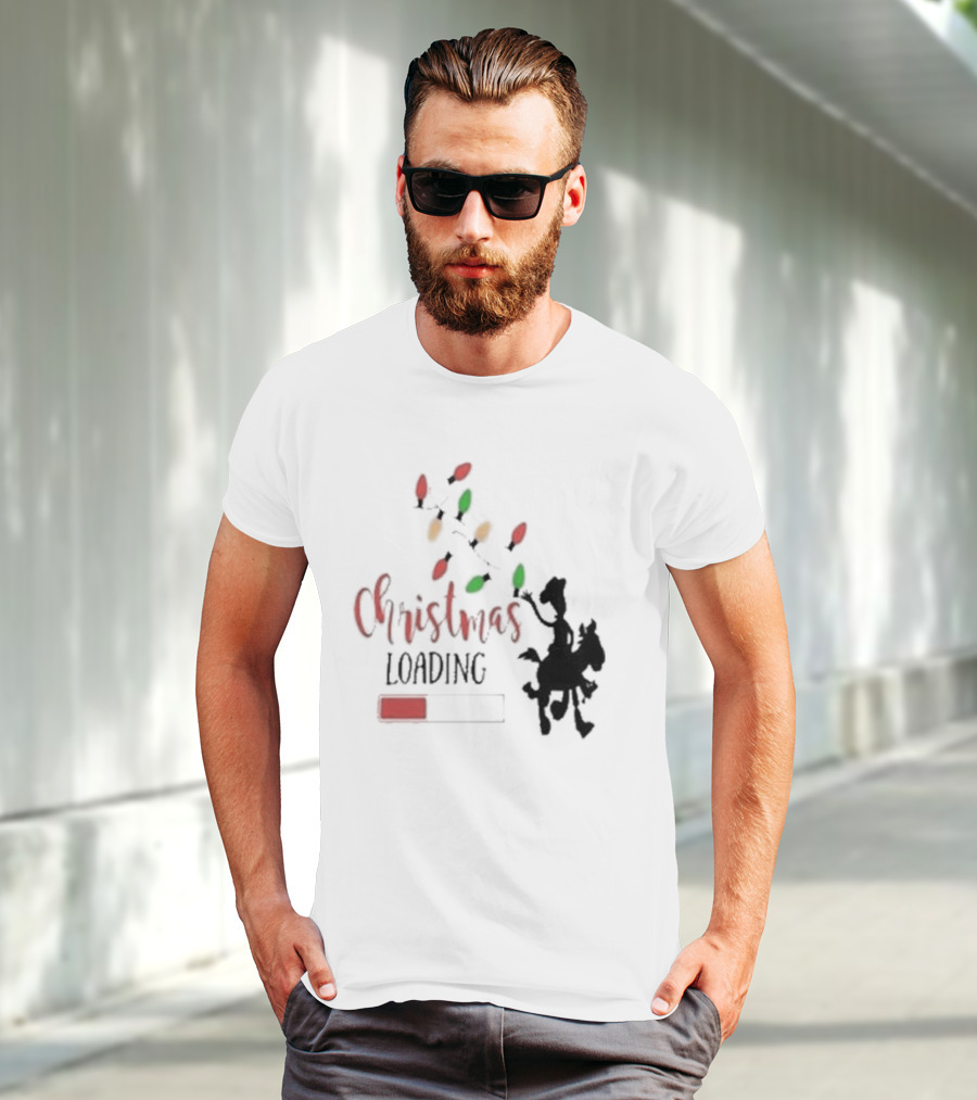Christmas Loading Cowboy Silhouette With Festive Lights T-Shirt