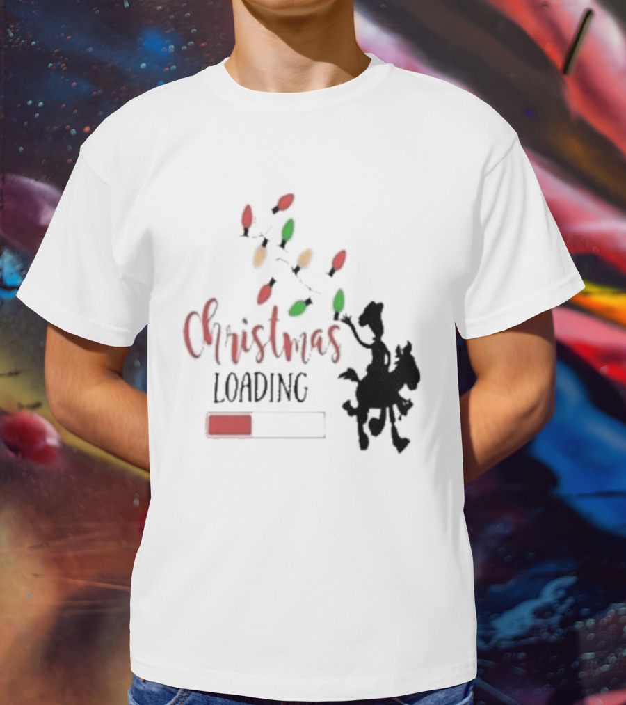 Christmas Loading Cowboy Silhouette With Festive Lights T-Shirt