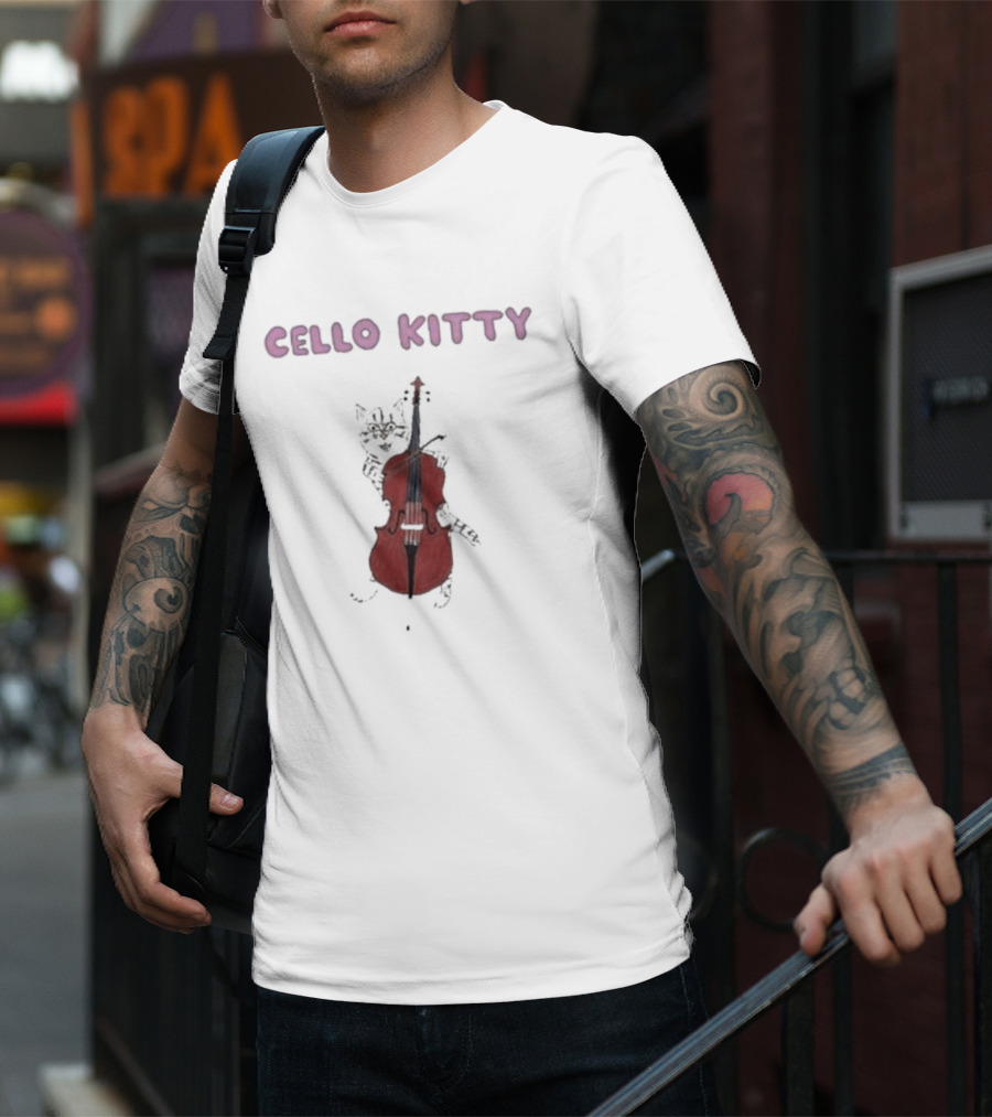 Cello Kitty Cat With Red Cello T-Shirt