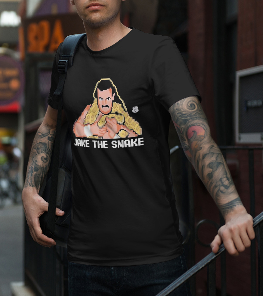 Jake The Snake Roberts 32-bit Pixel Art Ripple Junction T-Shirt