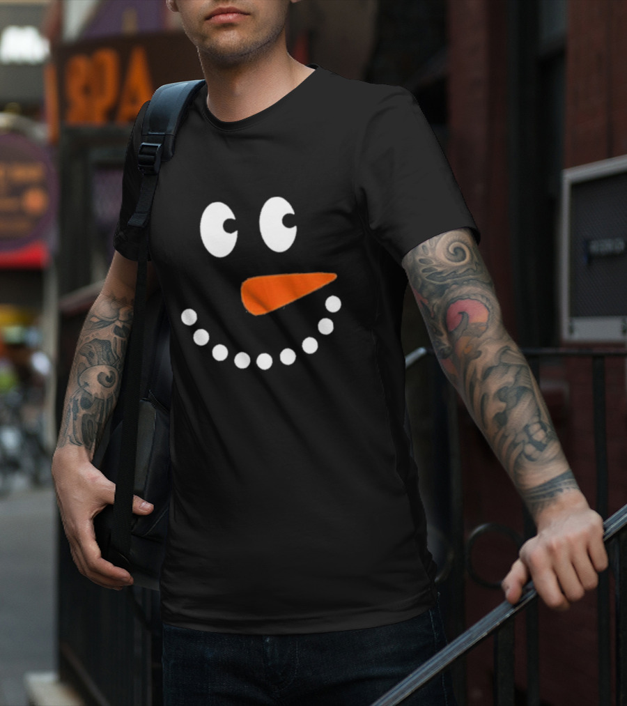 Joyful Snowman Face Christmas Holiday T-Shirt