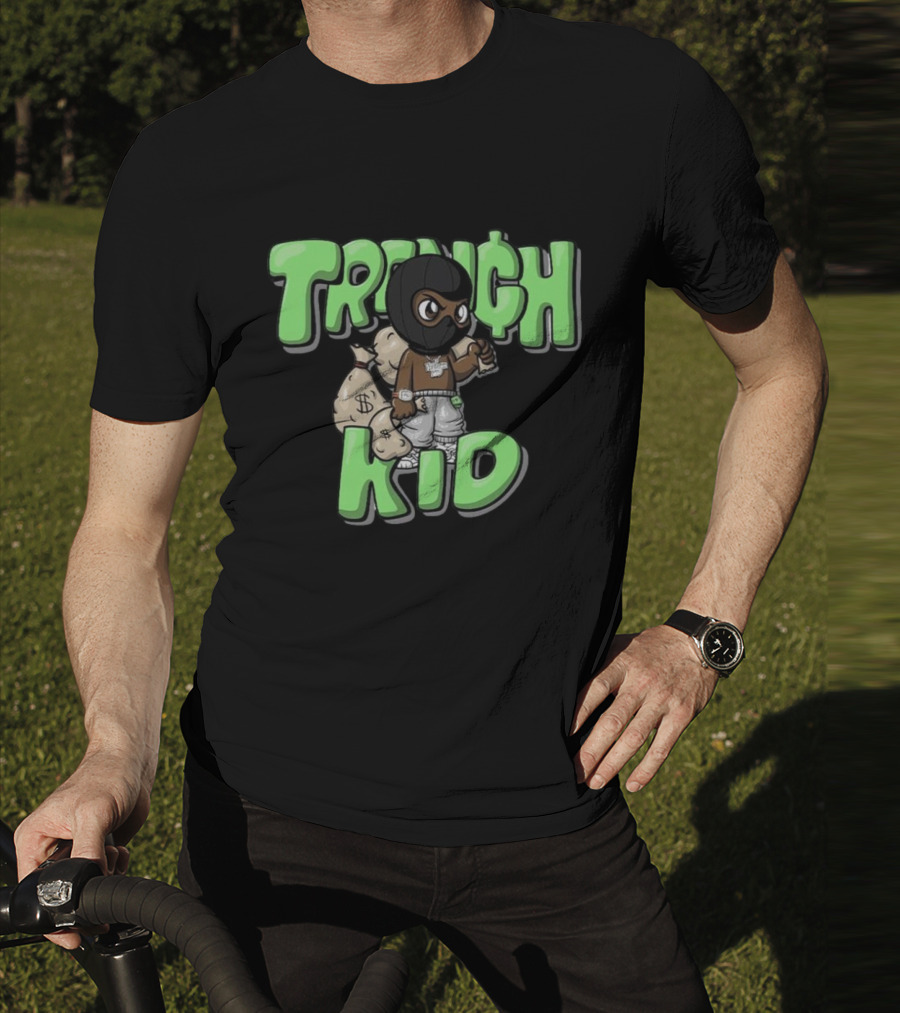 Lil Tjay Trench Kid Black Mask Money Bag T-Shirt