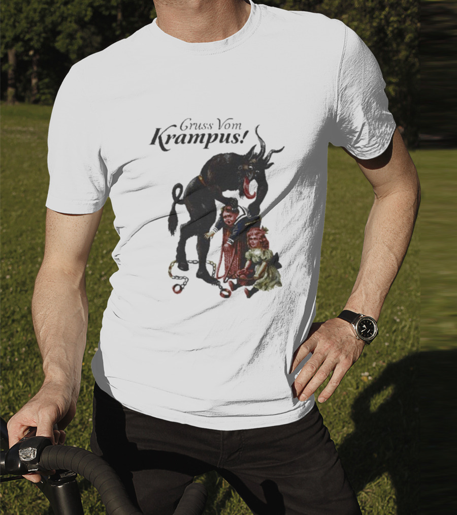 Meowy Krampus Gruss Vom Krampus Christmas Feline Holiday Mischief T-Shirt
