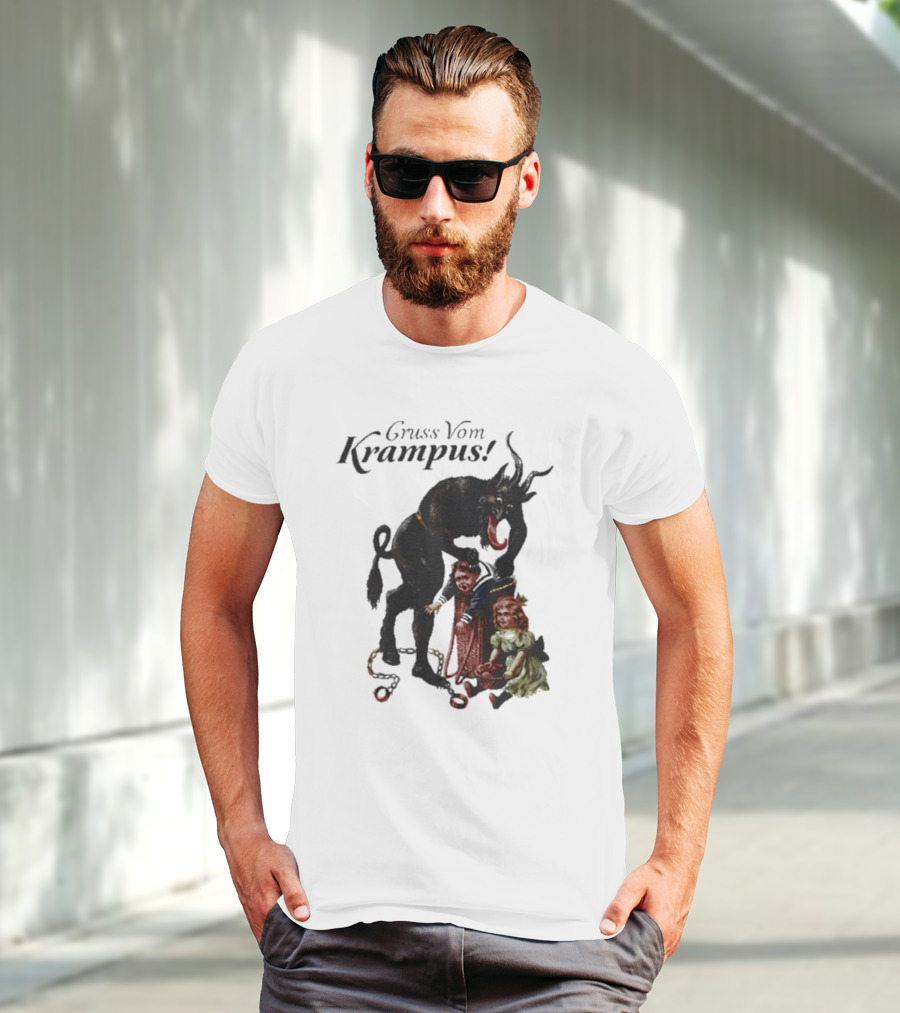 Meowy Krampus Gruss Vom Krampus Christmas Feline Holiday Mischief T-Shirt