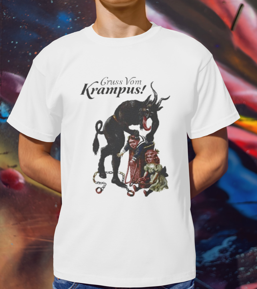 Meowy Krampus Gruss Vom Krampus Christmas Feline Holiday Mischief T-Shirt
