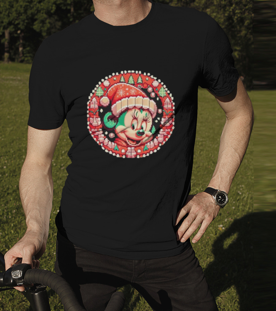 Minnie Mouse Christmas Sparkle Disney Magic Festive Holiday Santa Hat T-Shirt