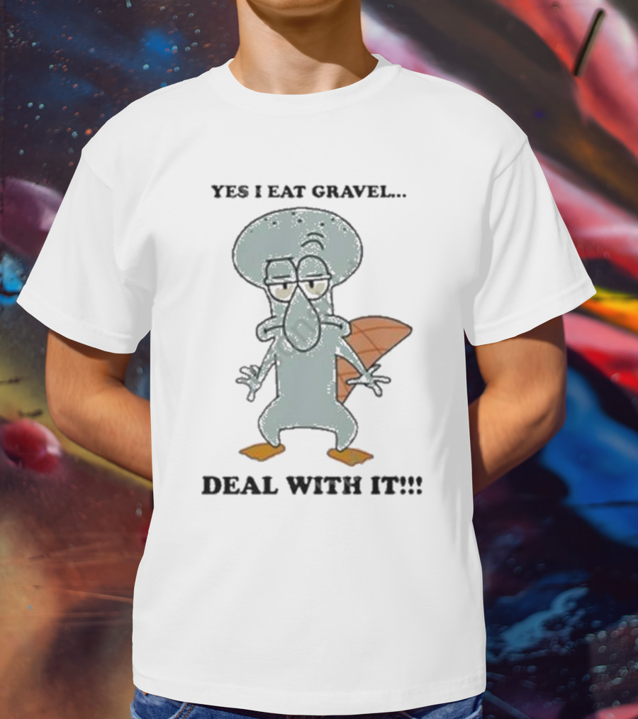 Nescartridges Yes I Eat Gravel Deal With It Angry Cartoon Beaver Character T-Shirt