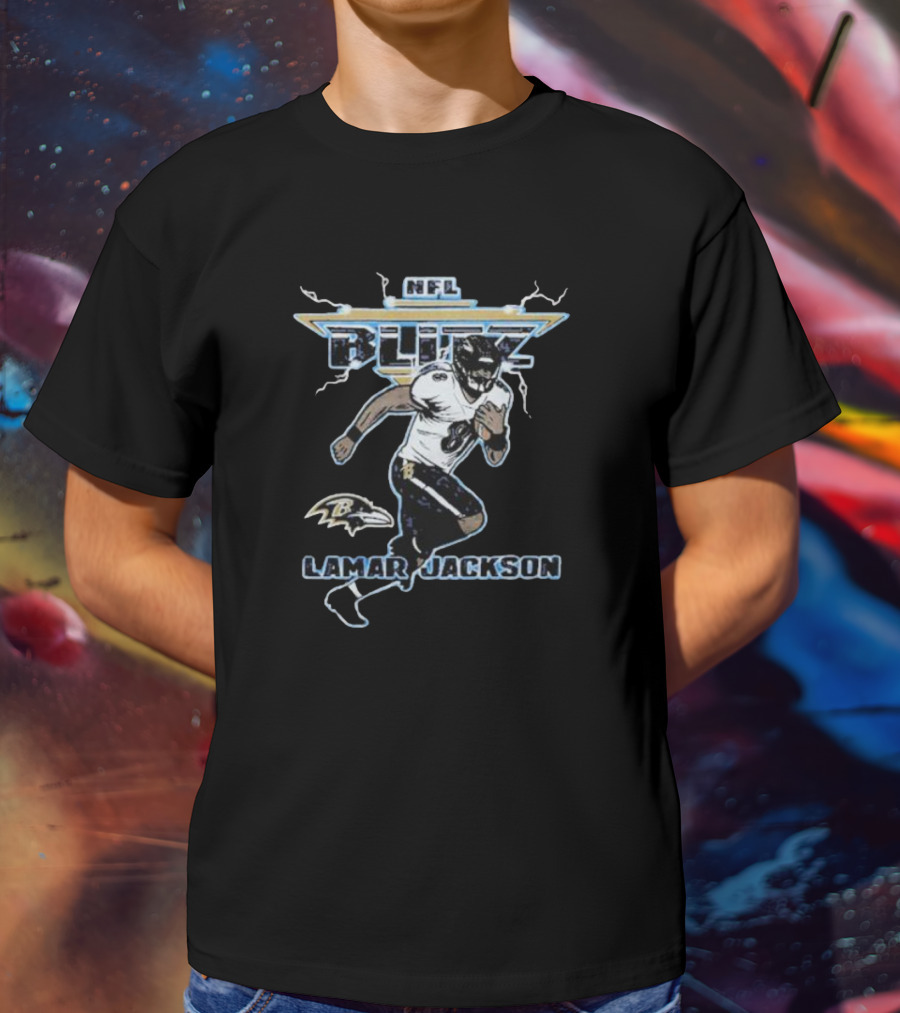 NFL Blitz Baltimore Ravens Lamar Jackson T-Shirt