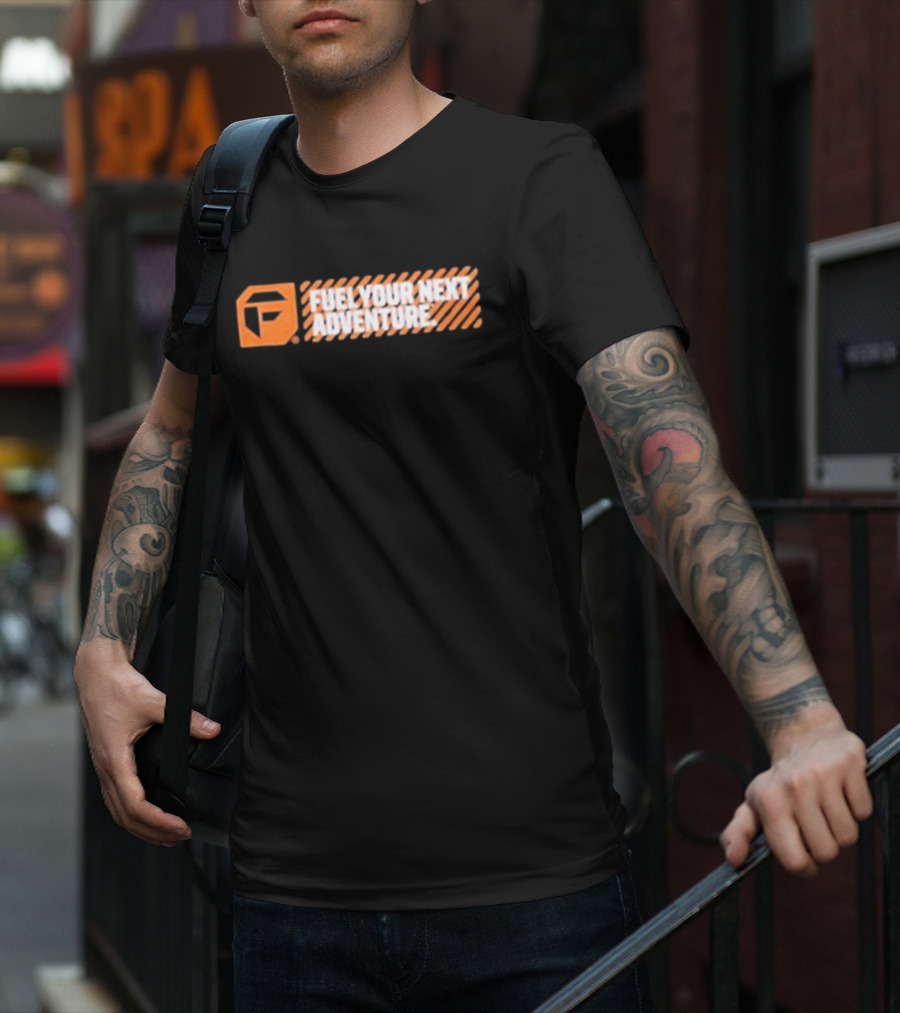 Fuel Your Next Adventure FP Logo Orange Stripes T-Shirt