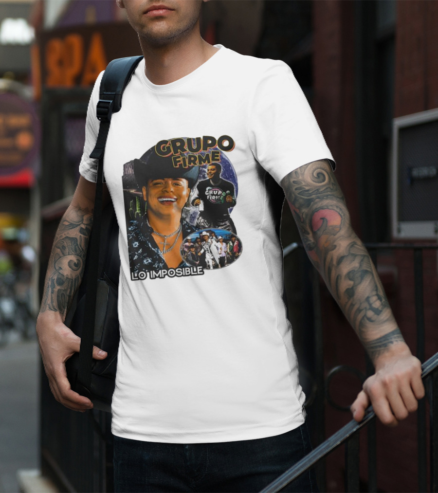 Grupo Firme Lo Imposible Cactus Cowboy Space Collage T-Shirt
