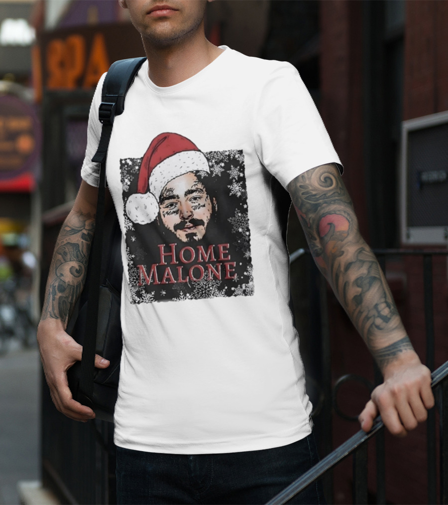 Home Malone Swea Funny Christmas Sweathirt Home Alone Sweathirt Ghost Malone Post Malone Dallas Cowboys Snowflakes Santa Hat T-Shirt