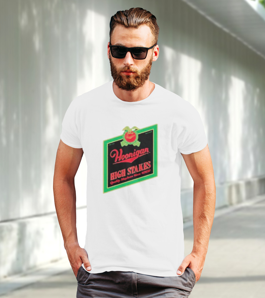 Hoonigan High Stakes Quality Mayhem Since MMXI Retro Apple Crate Label T-Shirt