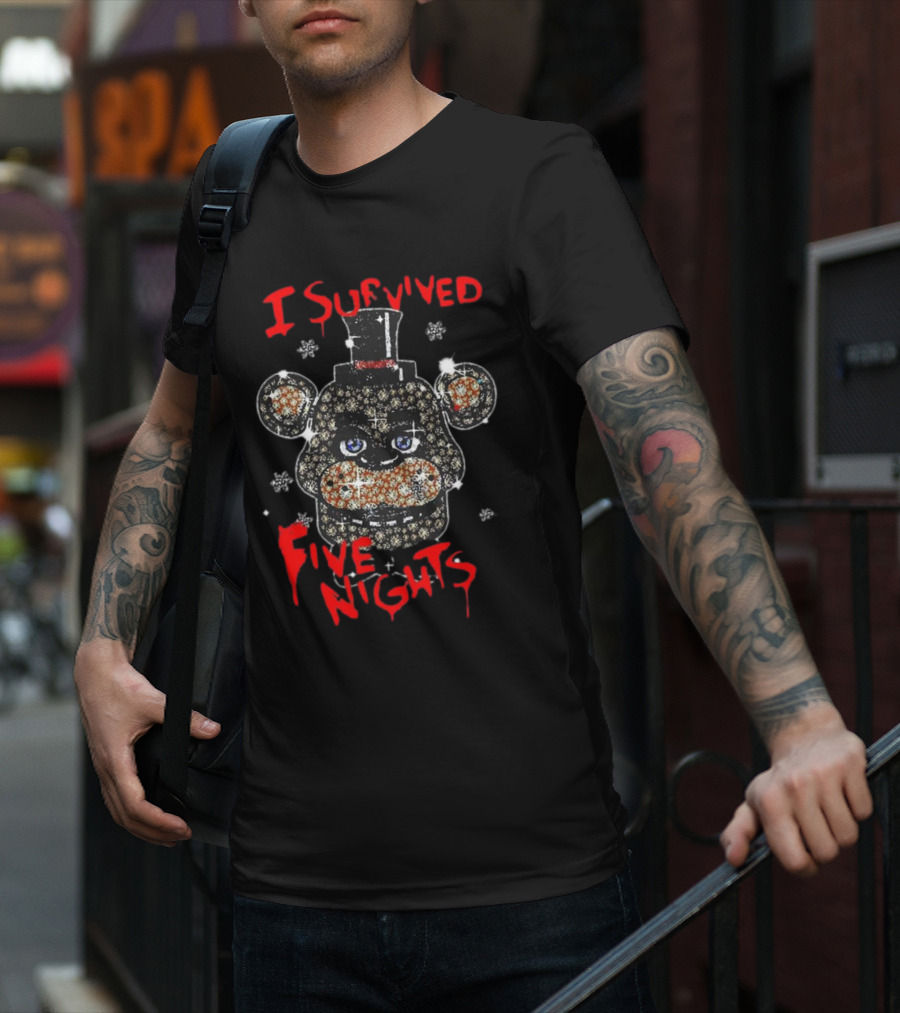 Five Nights Survival Glitter Bear Face T-Shirt