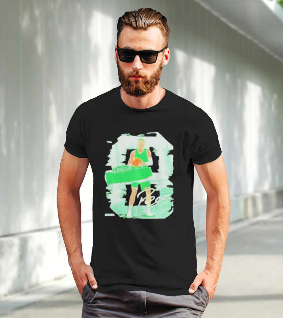 Kristaps Porzingis Boston Green Signature Basketball Player T-Shirt