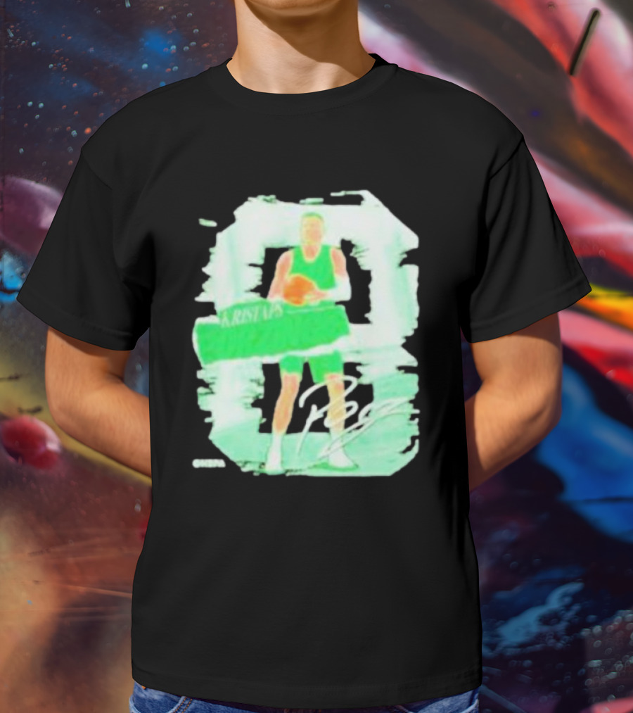 Kristaps Porzingis Boston Green Signature Basketball Player T-Shirt